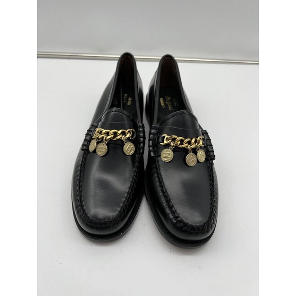 New Anthropologie Bass Charm Penny Laofers Womans Size 8 Medium Black Slip On - Picture 2 of 11